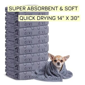 Super Absorbent‎ Microfiber Pet Quick Drying Towels XS 14"X30" Super Soft 3pk
